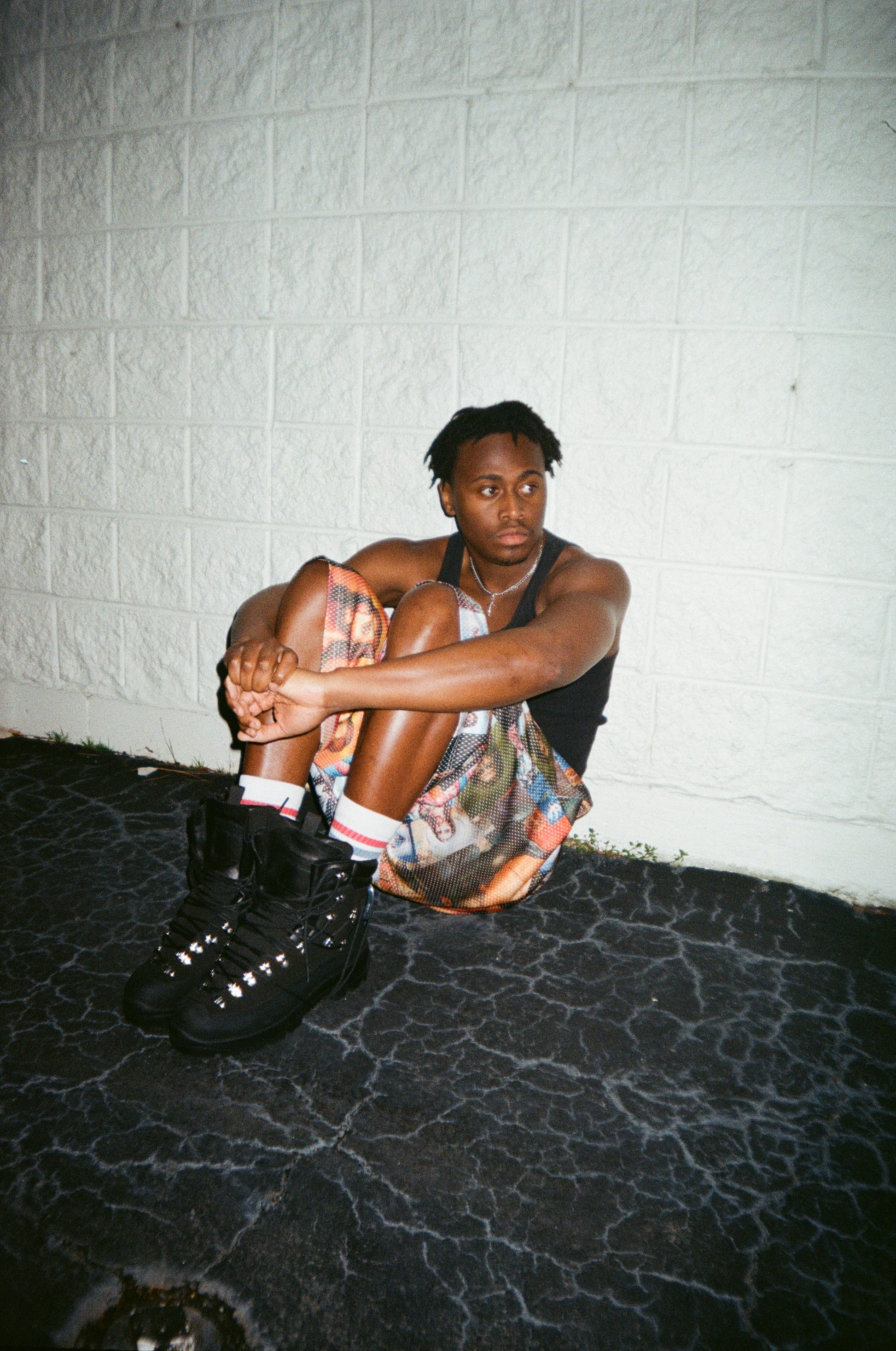 "JESUS PATCHWORK" ALL OVER PRINT WIDE LEG MESH SHORTS
