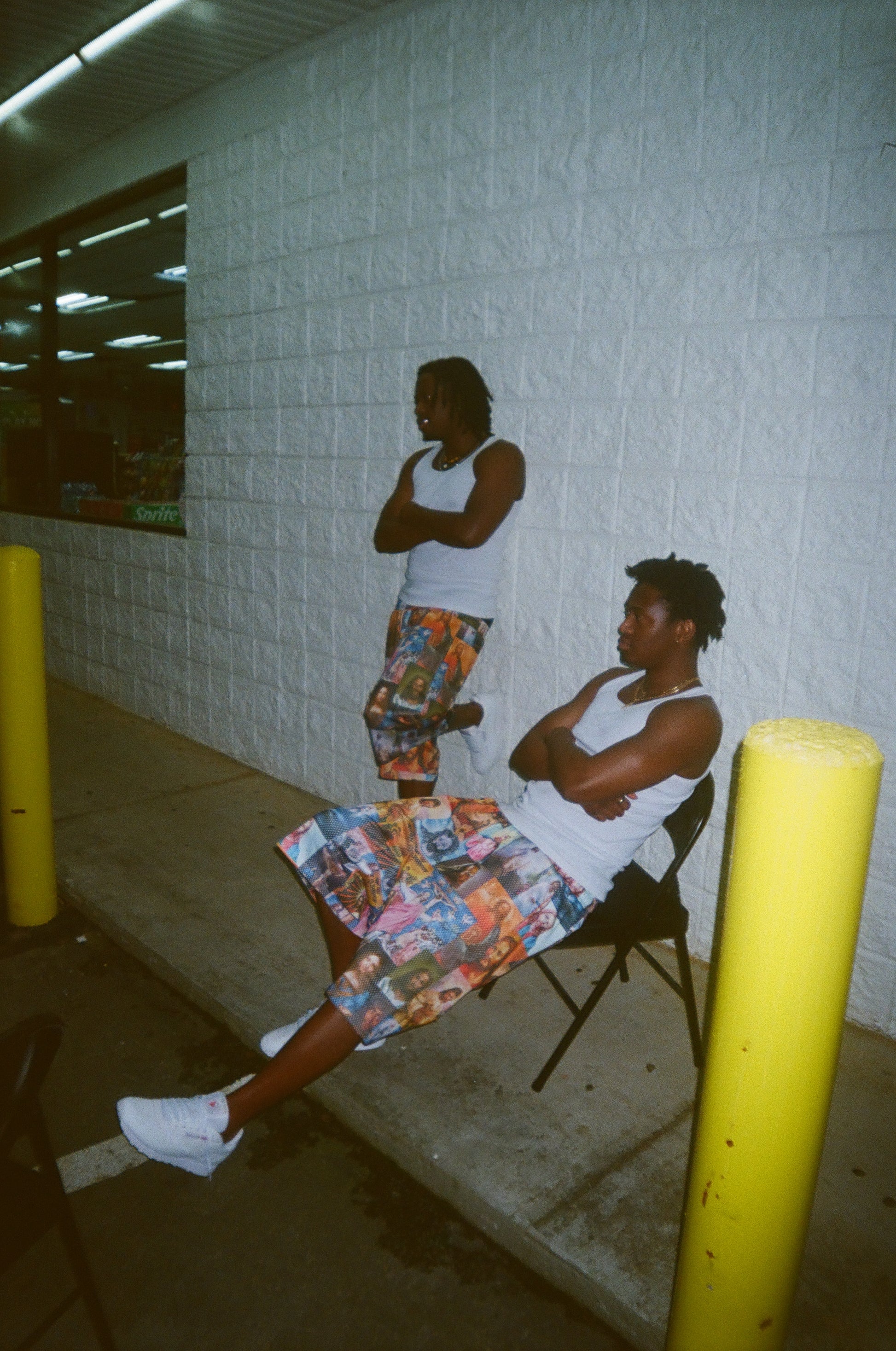 "JESUS PATCHWORK" ALL OVER PRINT WIDE LEG MESH SHORTS